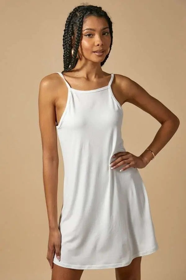 Rounded Hem Mini Slip Dress