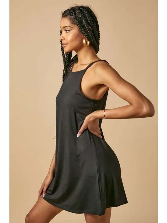 Rounded Hem Mini Slip Dress