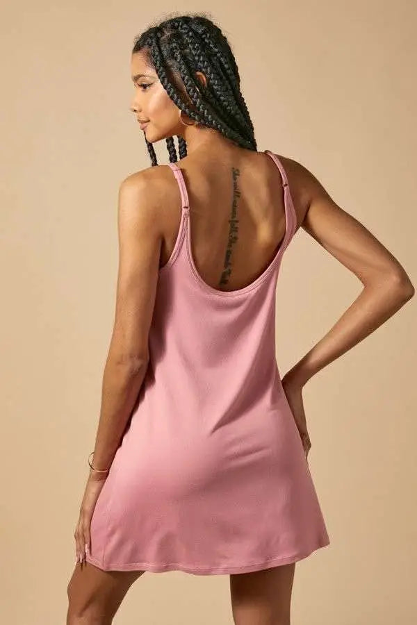 Rounded Hem Mini Slip Dress