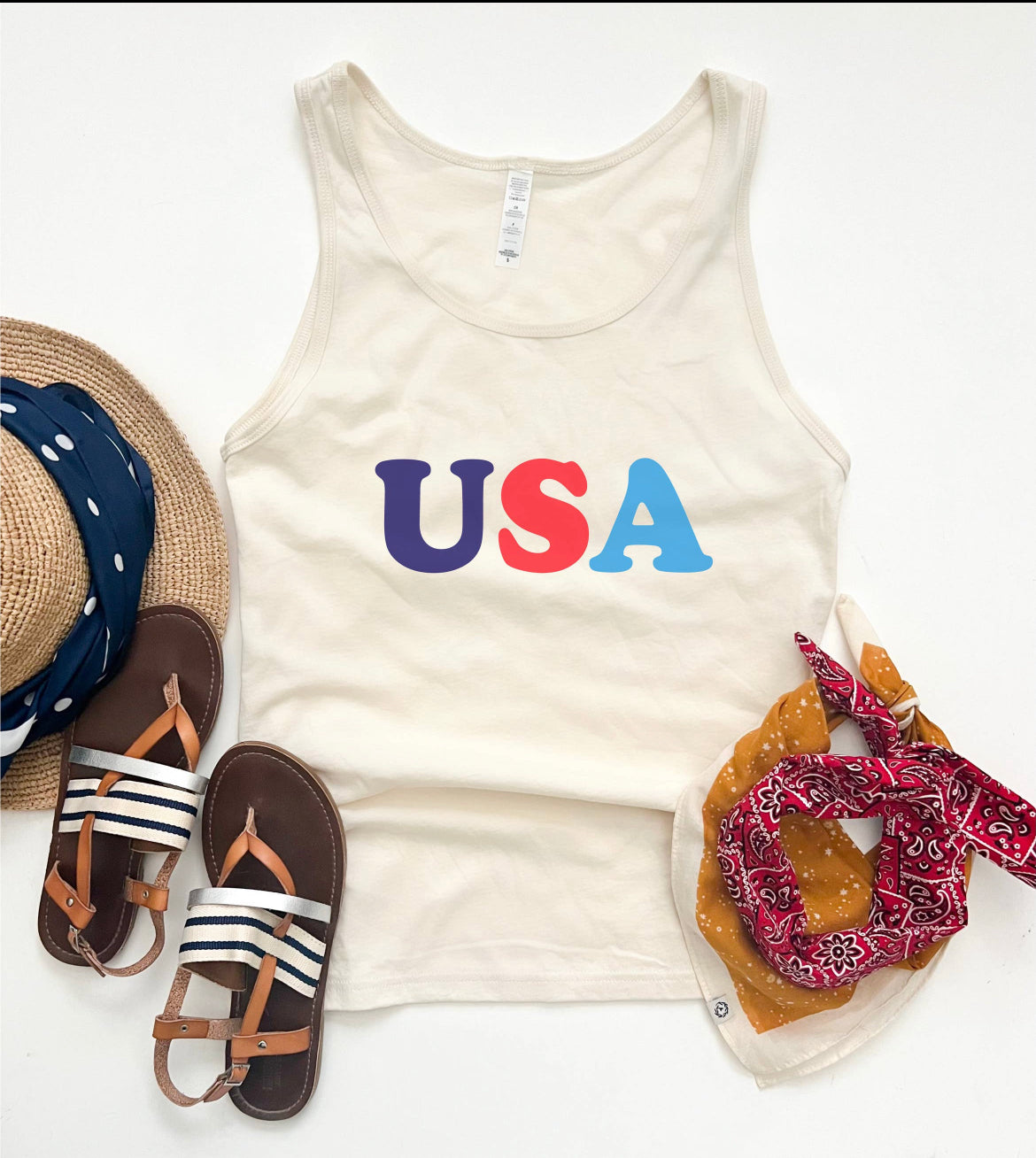 Cream USA Racerback Tank