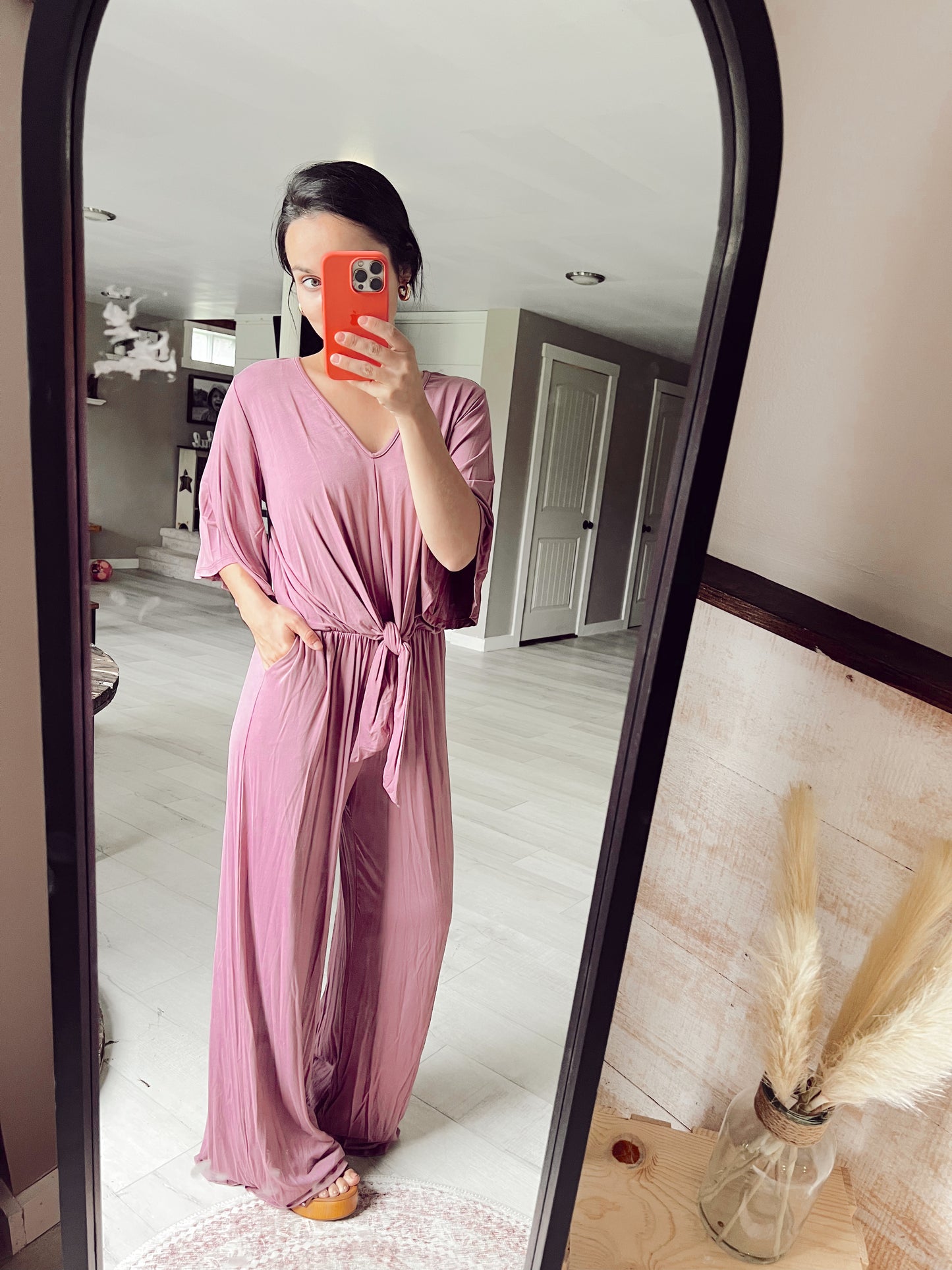 Tie Front Flutter Sleeve Jumpsuit