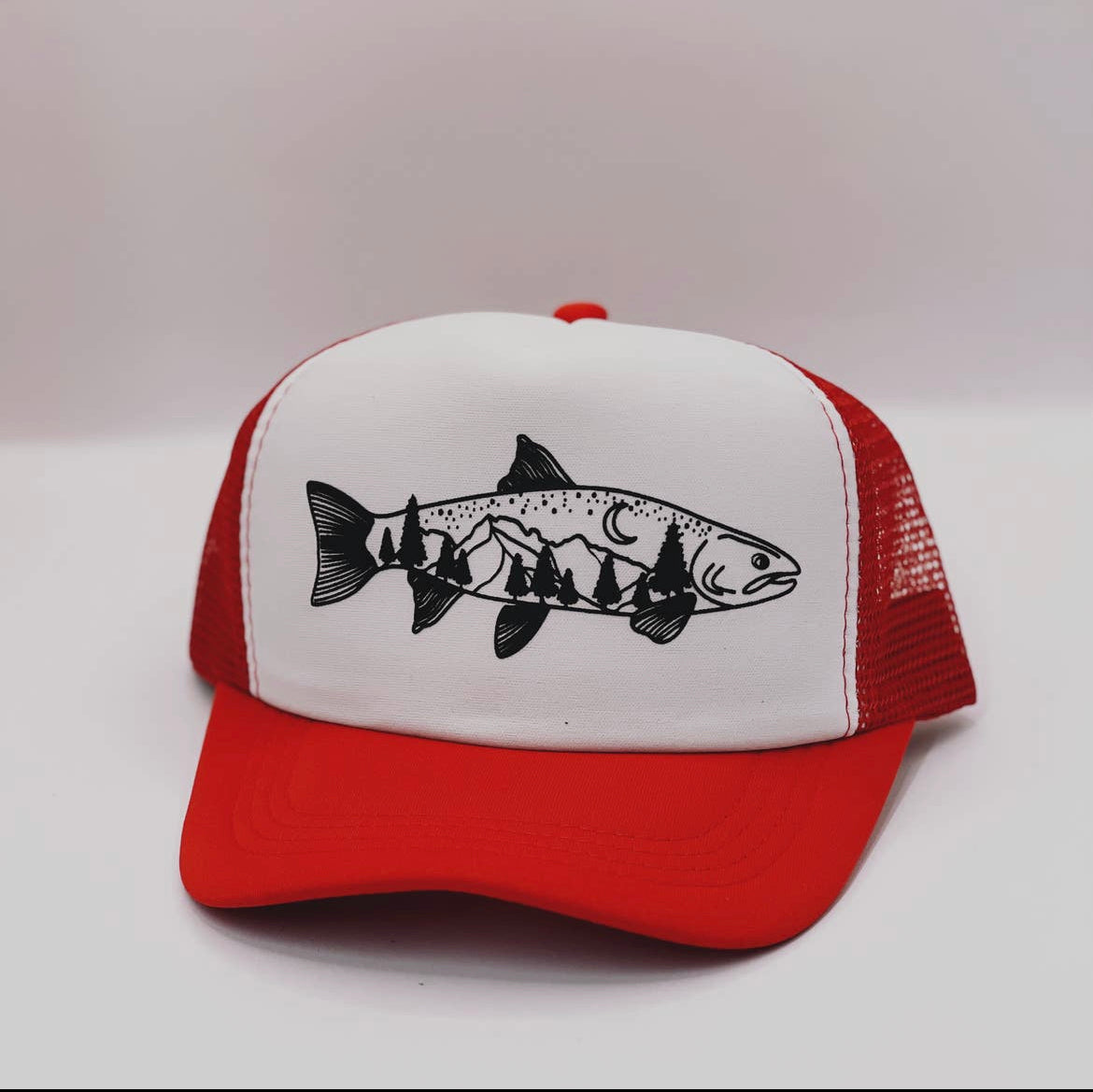 Kids TROUT Red Trucker Hat