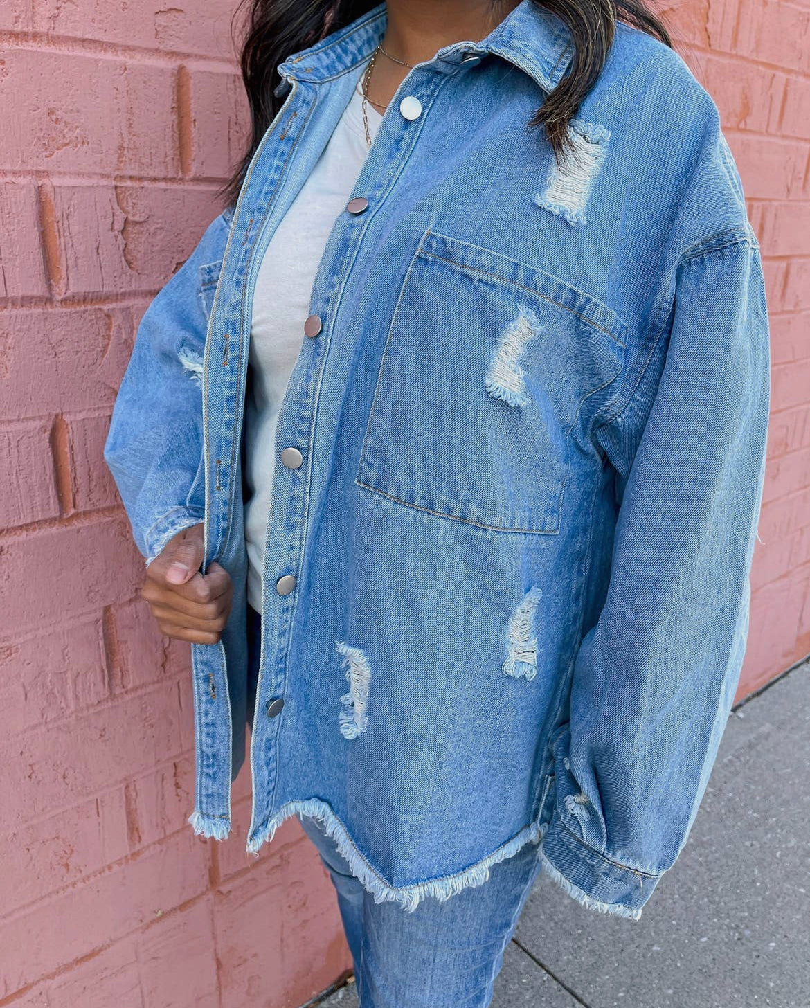 Oversized Distressed Denim Jacket