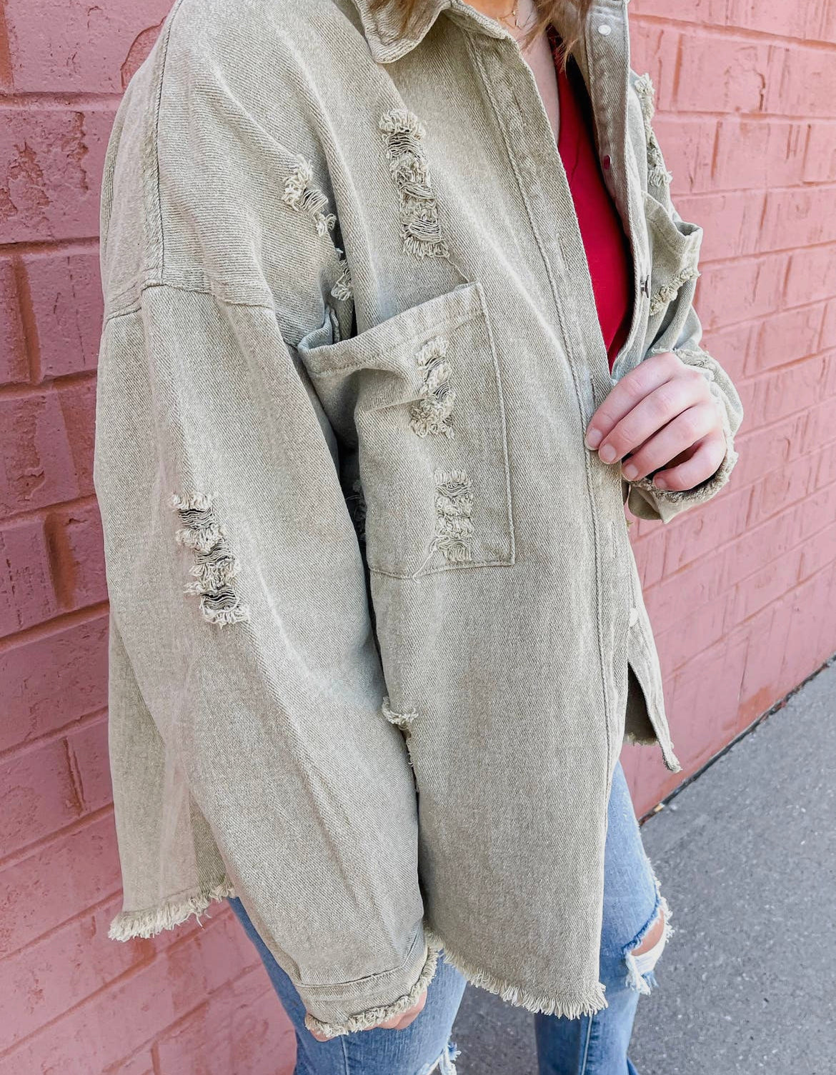 Oversized Distressed Denim Jacket